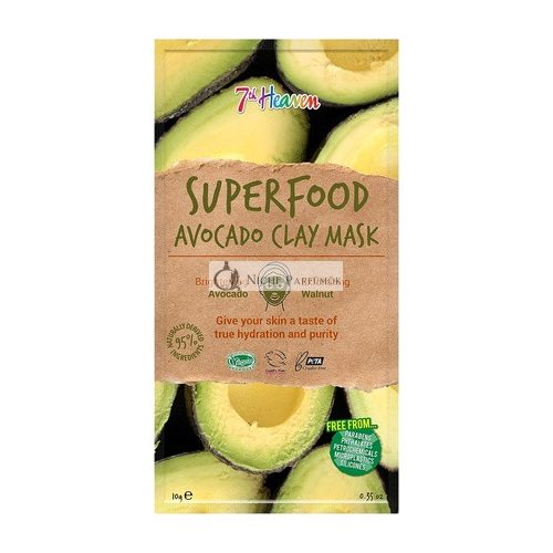 7th Heaven Superfood Avokádová Hlinená Maska Rozjasňujúca a Exfoliačná Maska s Avokádom a Orechom na Hĺbkové Čistenie Pórov 10g