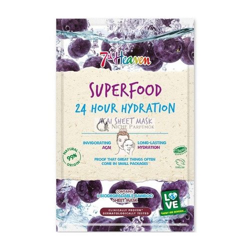 7th Heaven Superfood Intenzív Hydratácia Acai Bobuľová Bambusová Krásna Maska