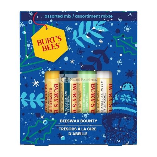 Burt's Bees Balzam na pery Darčeková Sada - Včelí vosk, Vanilkový struk, Uhorková mäta, Kokos