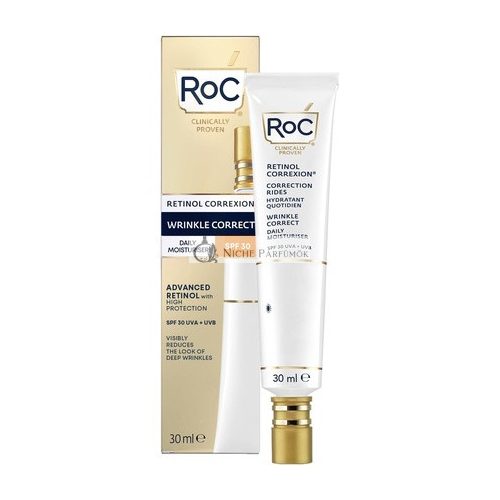 RoC Retinol Correxion Oprava Ránok Denný Hydratačný Krém SPF 30, Hydratačný SPF Krém, Proti Ránkam a Starnutiu Pleti, UVA/UVB Ochrana - 30 ml