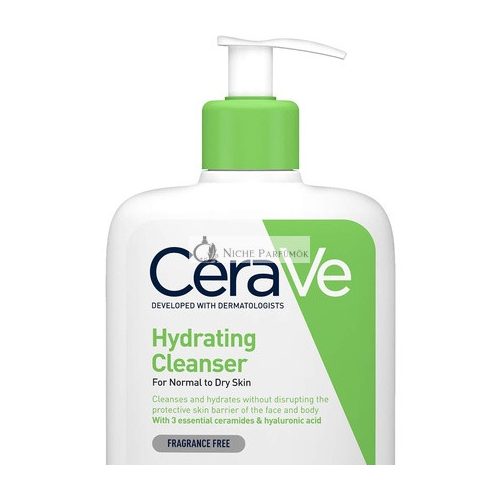 CeraVe Hydrating Cleanser pre normálnu a suchú pleť s kyselinou hyalurónovou a 3 základnými ceramidmi, 473ml