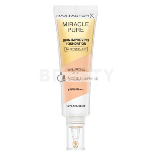 Max Factor Miracle Pure Skin-Improving Foundation hosszan tartó make-up hidratáló hatású 35 Pearl Beige 30 ml