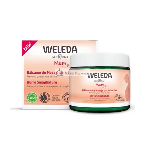 WELEDA Bio Mama Tehotenské Telové Maslo 150ml - Bohatá Prírodná Masážna Kréma na Prevenciu Strií na Bruchu, Stehnách a Hrudníku