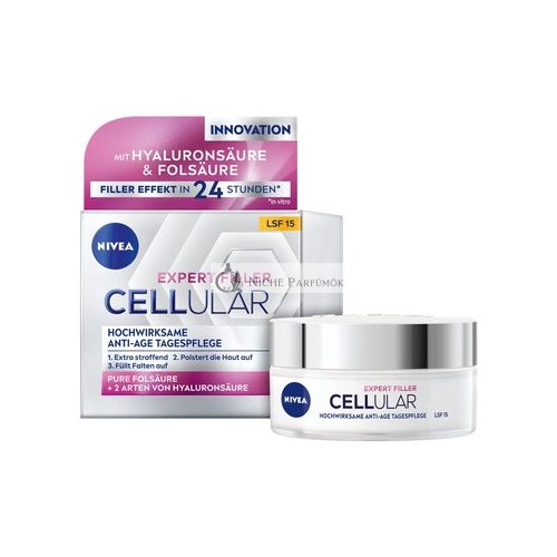 NIVEA Cellular Expert Filler Vysoko výkonný anti-aging denný krém 50ml Hyalurónová krém s plumping efektom SPF 15