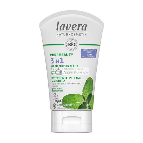 Lavera Pure Beauty 3v1 Umývací, Peeling a Maska s Organickou Mätou a Prírodnou Kyselinou Salicylovou, 125ml