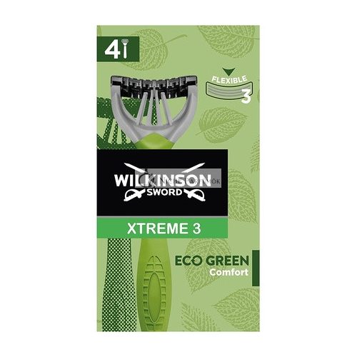 Wilkinson Sword Xtreme 3 Eco Zelená Jednorazová Britva pre Mužov, Ekologická a Recyklovateľná, 70g - Balenie po 4