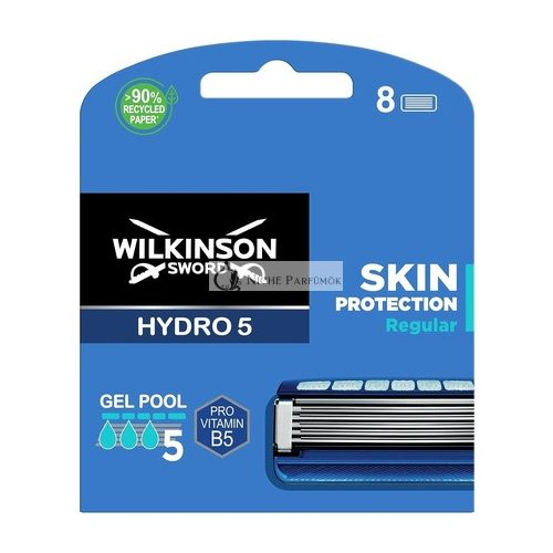 Wilkinson Sword Hydro 5 Holiace Čepelky pre Mužov 8 Náhradných Holiacich Čepelí s Hydratačným Gélom a Presným Trimerom