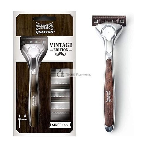 Wilkinson Quattro Vintage holiaci strojček + 4 náhradné čepele