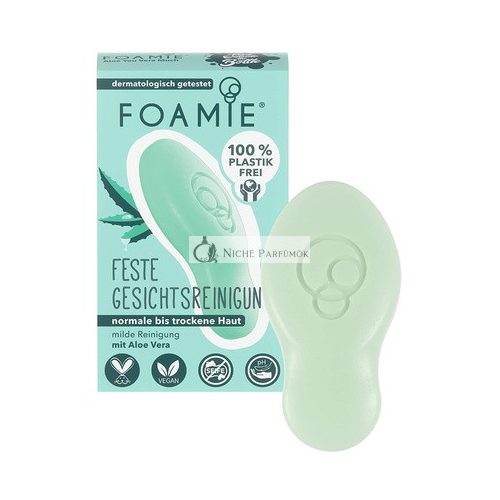 Foamie Pevný čistič tváre pre suchú pleť s aloe vera a mandľovým mliekom, 60g