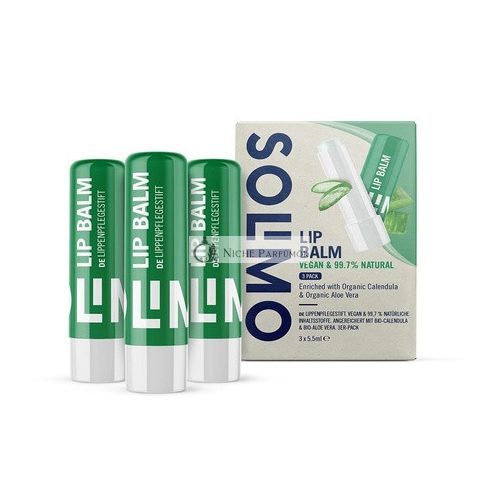 Amazon Brand Solimo Balzam na pery Aloe Vera - balenie 3 kusy