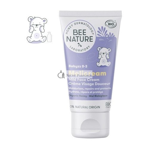 Bee Nature Baby Krém na tvár, Certifikovaný organický, Hydratuje a opravuje, Jemný medový krém, 50ml