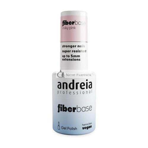 Andreia Profesionálny Fiber Gel Základný Lak na Nechty Vysoká Viskozita, Obohatený o Syntetické Vlákna Vegánsky a HEMA Bez 10.5ml Mliečne Ružový