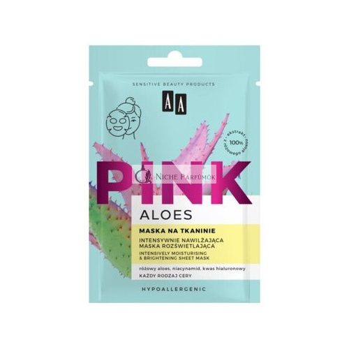 AA Aloes Pink Intenzívne Hydratačný Osvetľujúci Maska na Tkanine, 25 ml