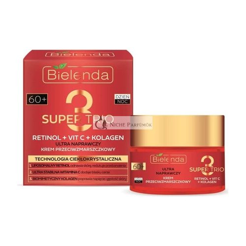 Bielenda Super Trio Retinol Vitamín C Kolagén Ultra Oprava Anti-Aging Krém 60+ 50ml