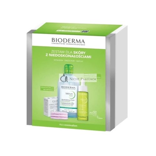 Bioderma Sebium Vianočný Set 2024 - H2O 500 ml, Sérum 30 ml, Glov Opakovane Použiteľné Mäkké Podložky 3 Kusy