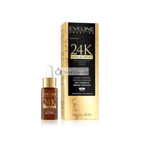 Eveline Cosmetics Prestige 24k Slimák & Kaviár Pleťové Sérum s Viacnásobnými Nutrientami, 18ml