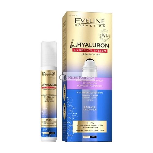 EVELINE COSMETICS Biohyaluron 3x Retinol Systém proti vráskam Roll-On gél na oblasť okolo očí 15ml