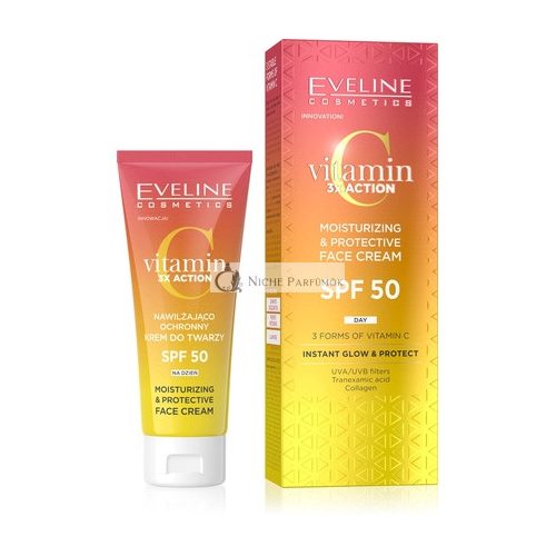 Eveline Vitamín C 3x Akcia Hydratačný Ochranný Denný Krém SPF50, 30ml