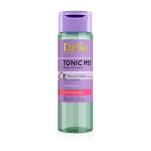 Delia Cosmetics Tonic Me Peeling Tonic pre Pleť s Nečistotami, AHA a BHA, Kyselina Salicylová, Glykolová a Mliečna Kyselina, 200ml