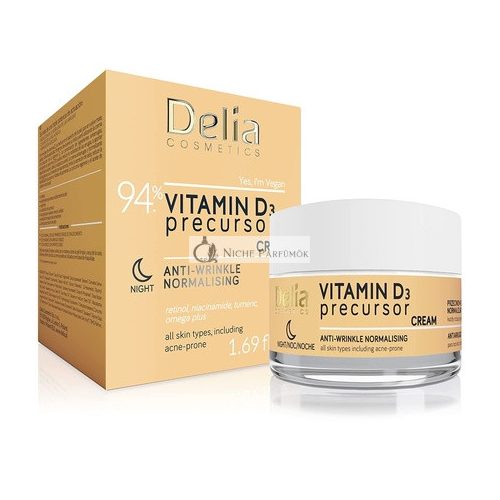 Delia Cosmetics Vitamín D3 Prekurzor Proti-Vráskový Normalizujúci Nočný Krém pre Všetky Typy Pleti, 50ml