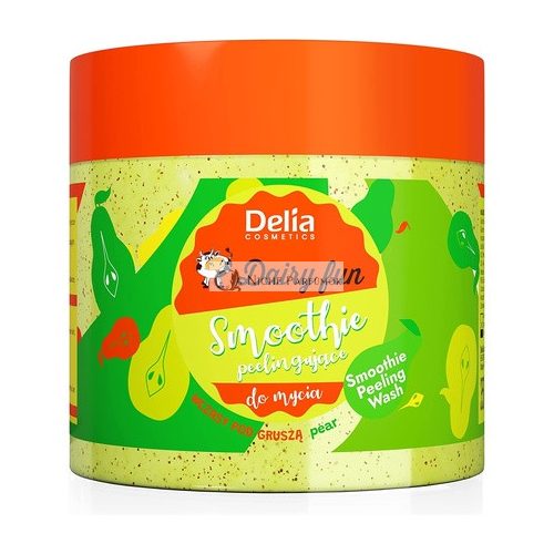 Delia Cosmetics Mliečna Zábava Telový Peeling Smoothie 350g - Exfoliuje, Vyhladzuje, Hydratuje, Vyživuje a Spevňuje s Intenzívnou Hruškovou Vôňou