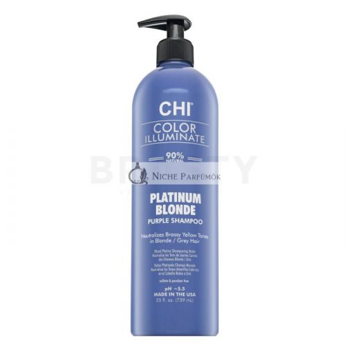 CHI Color Illuminate Platinum Blonde Purple Shampoo ragyogó sampon platinaszőke és ősz hajra 739 ml