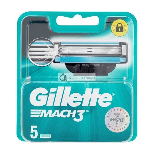 Gillette Mach 3 Náhradné Holiace Čepelky - 5 Kusové Balenie