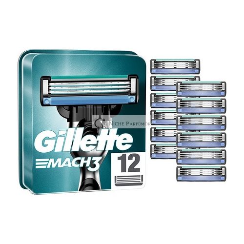 Gillette Mach3 pánske náhradné žiletky 12 kusov s presným zastrihávačom, nové