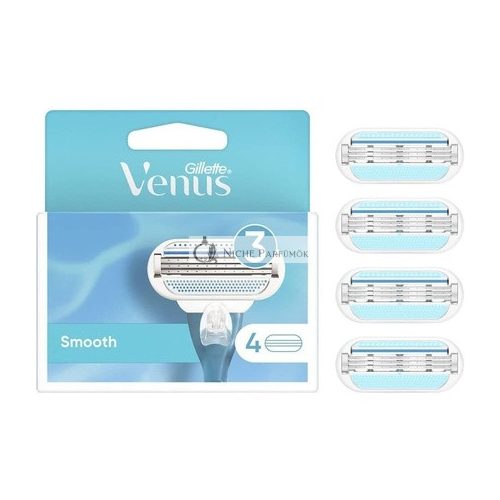 Gillette Venus Smooth Dámske Holiace Čepele 4 Náhradné Čepele Trojitá Čepeľ - Balenie 4