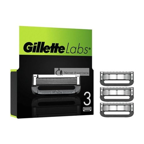 Gillette Náhradné Čepele Pre Gillettelabs - Exfoliačný Bar a Vyhrievaný Holiaci Strojek - 3 Holiace Čepele