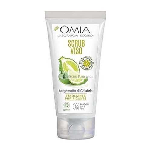 Omia Laboratori Ecobio Omia Scrub Exfoliačný čistiaci prostriedok na tvár proti nedokonalostiam s esenciálnym olejom z bergamotu, 75 ml