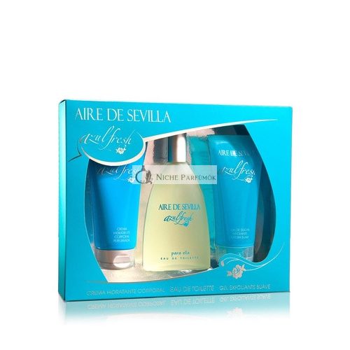 Aire de Sevilla Beauty Set Fresh Blue Edition Hydratačný telový krém, Eau de Toilette, Exfoliačný gél