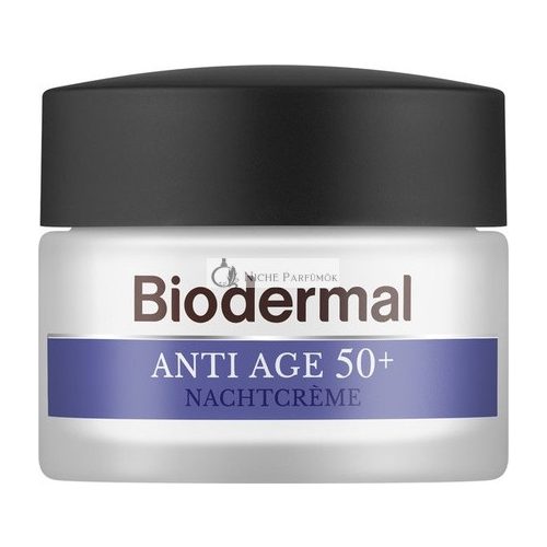 Biodermal Anti-Aging Nočný Krém 50+ - Nočný Krém s Niacínamidom a Shea Maslom - Pomáha Zmenšiť Vrásky - 50ml